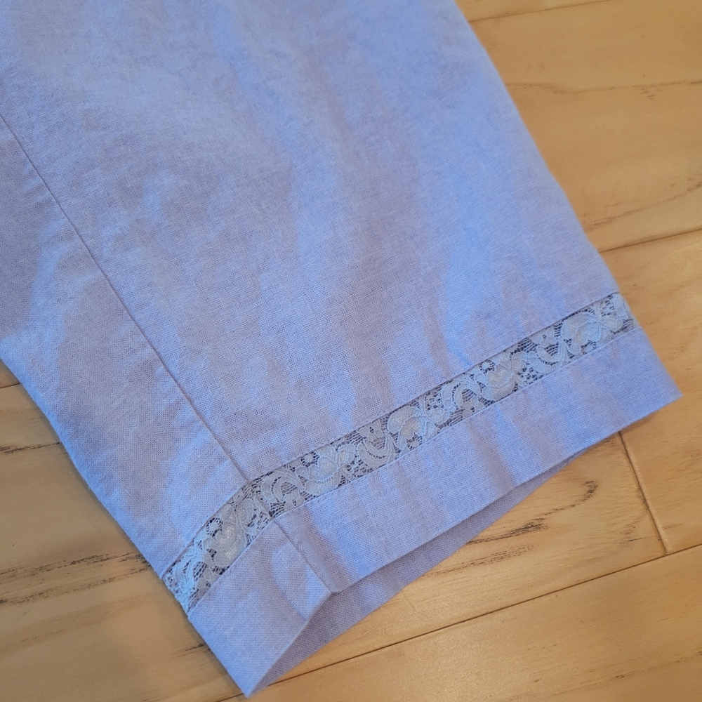 Linen, Floral Lavender Sleeveless Top And  Matching Pants, Norton Studio, Lace - Picture 5 of 10